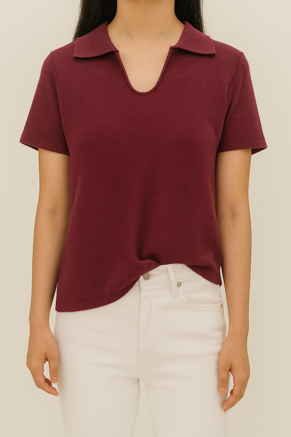 9717 Corrie Collared Short Sleeve Knit Top (B 39-52cm; L 51cm)