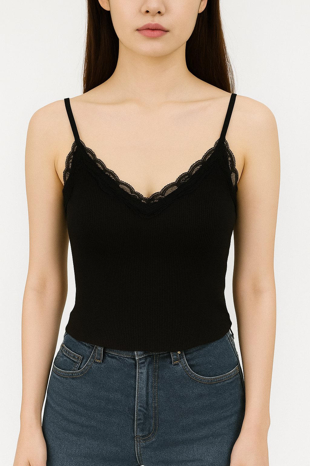 5312 Reese Lace Hem Ribbed Padded Top (B 33-50cm; L 49cm)