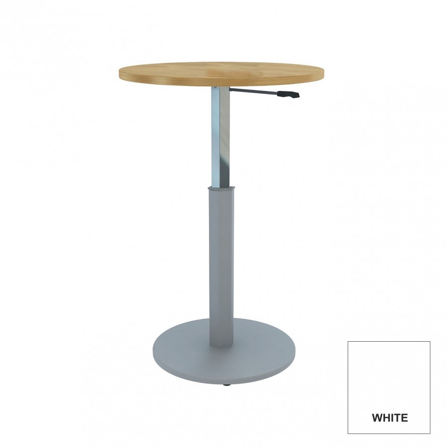 Round Meeting Table Adjustable Height Metal Round Base & White Top D1200mm