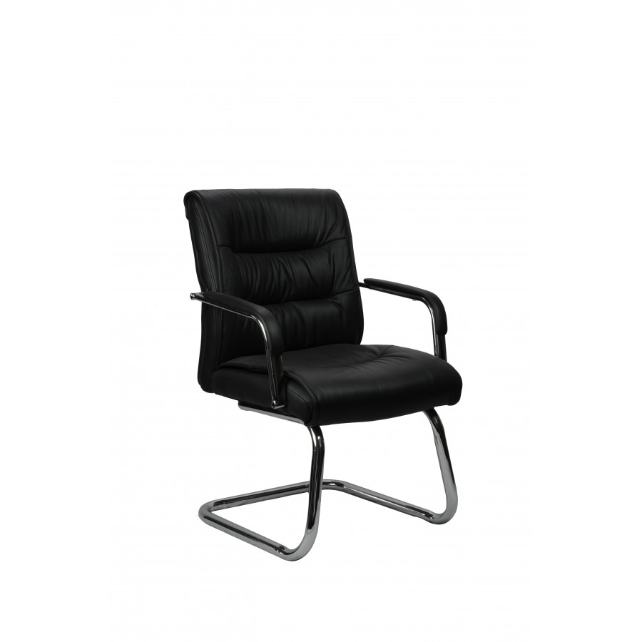 Perry Executive Cantilever Visitor Chair Black Leather