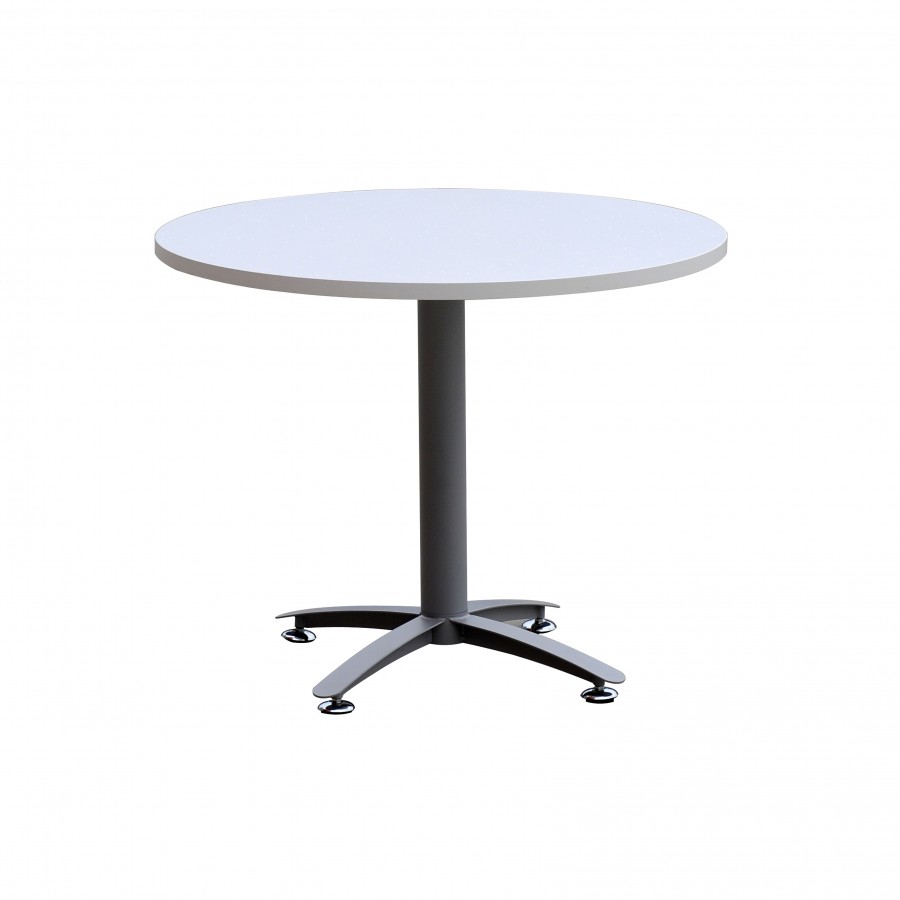 Round Meeting Table with Metal Cross Base Sliver Grey