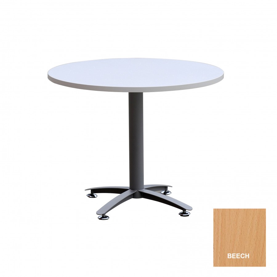 Round Meeting Table with Metal Cross Base (Black Mesh Cover) & Beech Top 1200mm