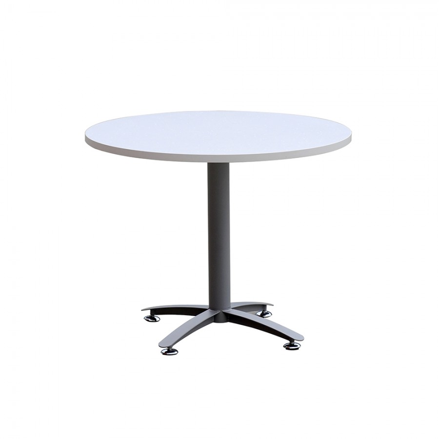 Round Meeting Table with Metal Cross Base & White Top 900mm