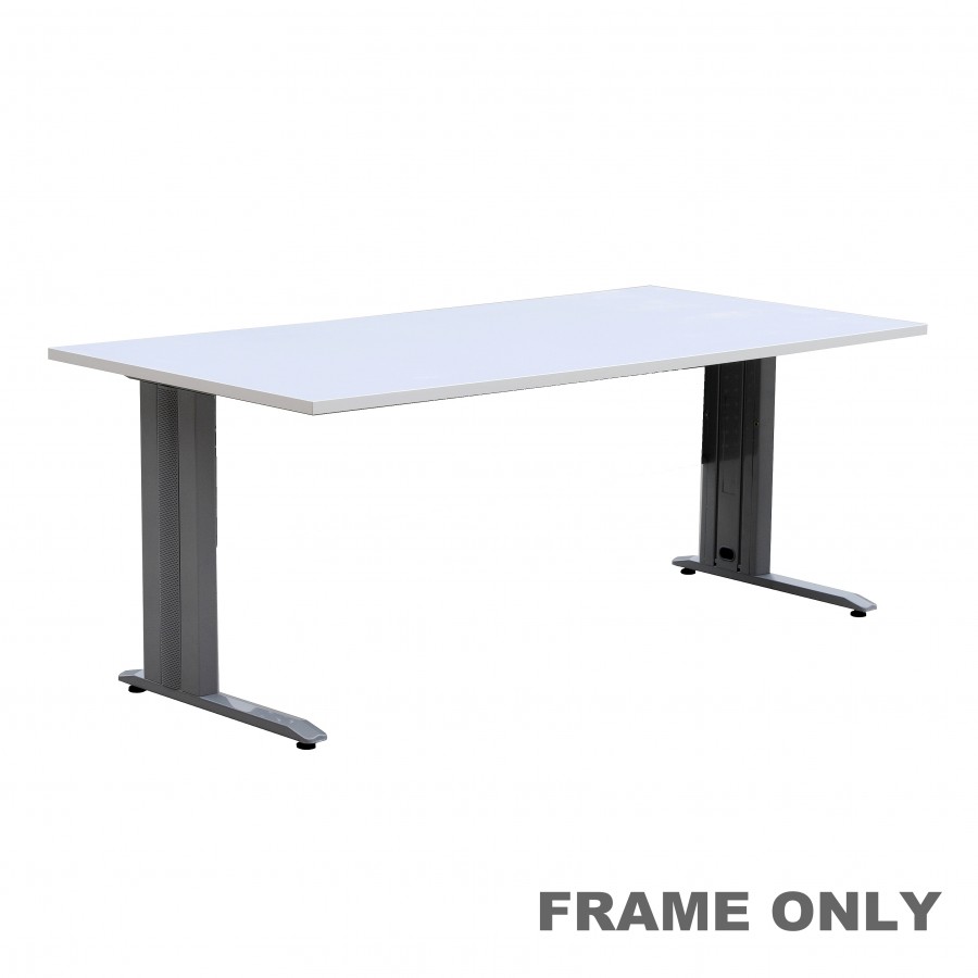 Frame Only - Office Desk Rectangular Metal Silver Grey
