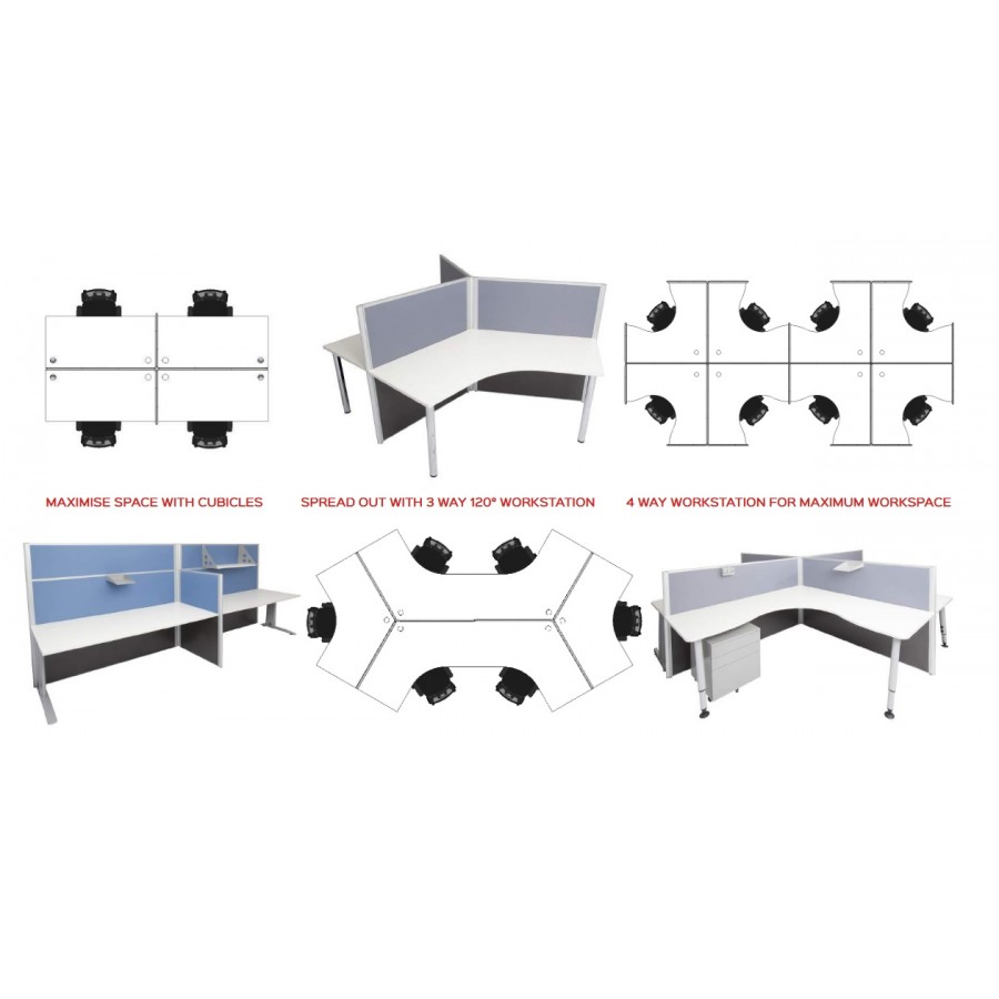 Mounted Flat Top Desk Screens - Grey