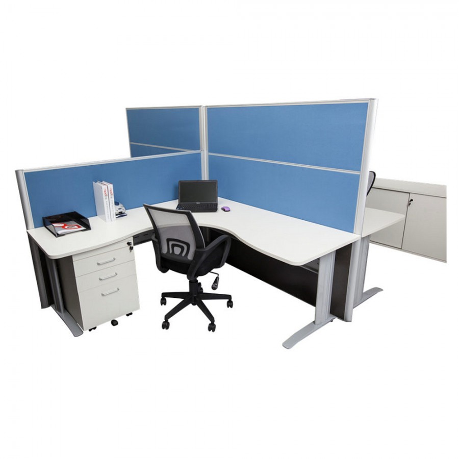 Mounted Flat Top Desk Screens - Blue