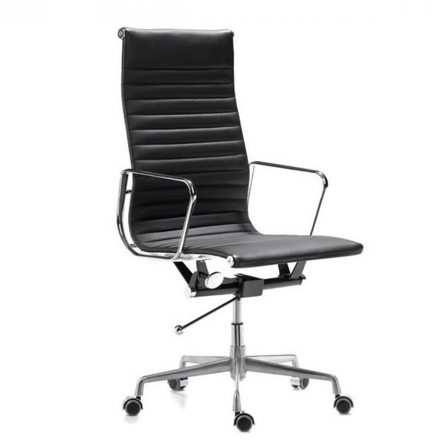Eames Executive High Back Chair Black Leather