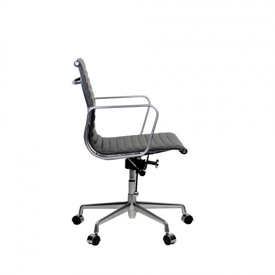 Eames Executive Medium Back Chair Black Leather