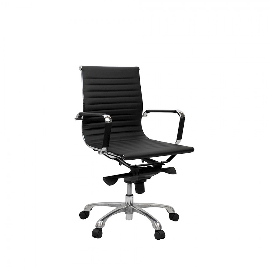 Eames Executive Medium Back Chair Black PU