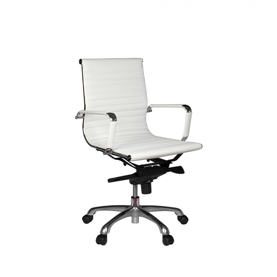 Eames Executive Medium Back Chair White PU