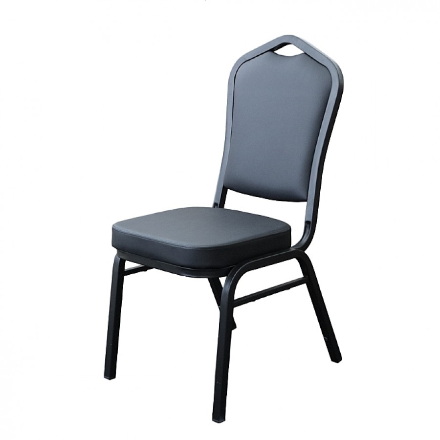 Hospitality Stackable Vinyl Function Chair - Black