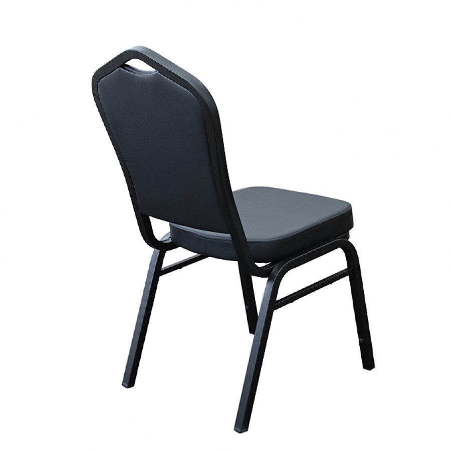 Hospitality Stackable Vinyl Function Chair - Black