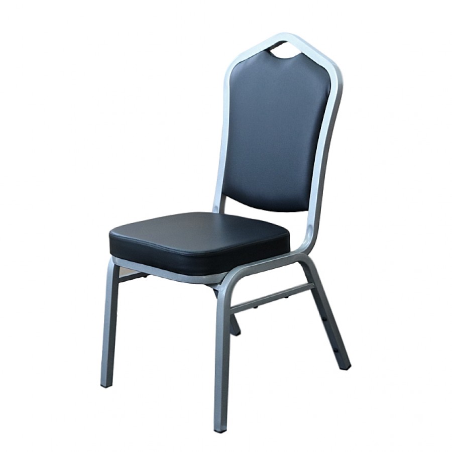 Hospitality Stackable Vinyl Function Chair - Silver