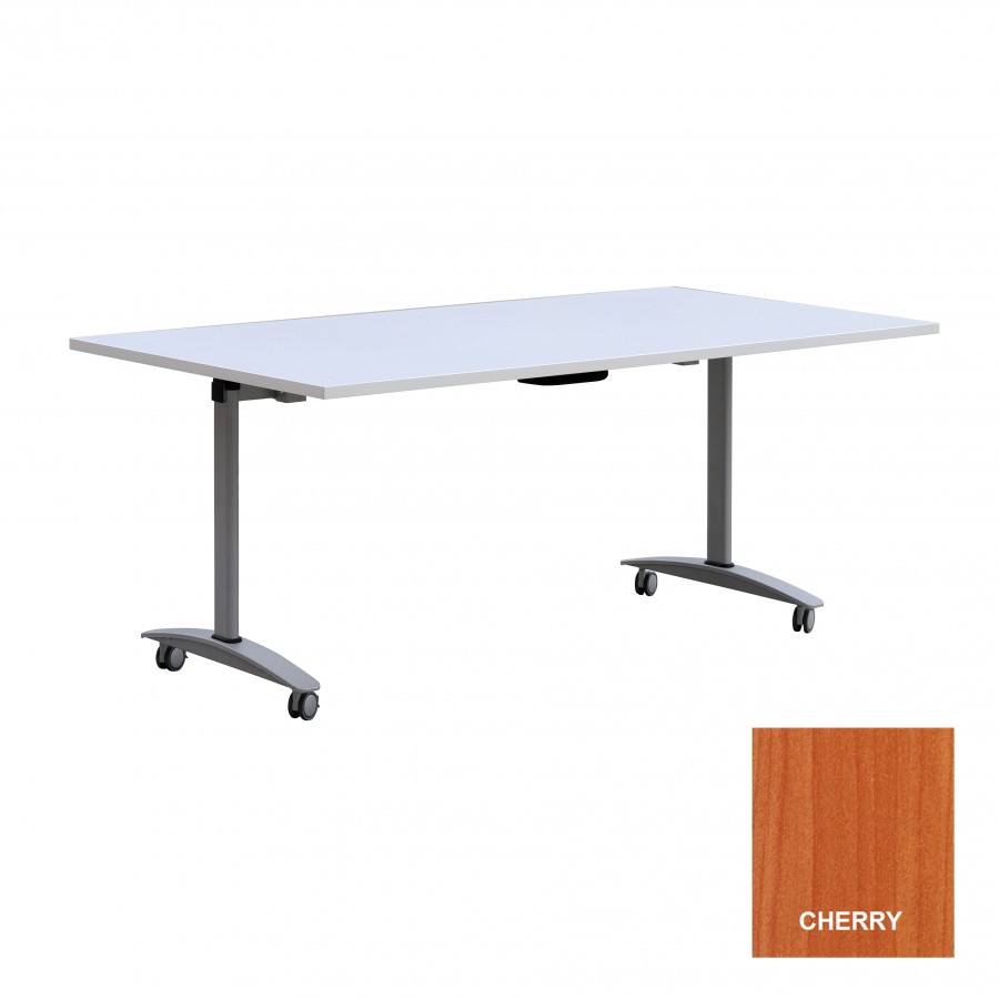 Mobile Folding Flip Top Table with Metal Frame Silver Grey