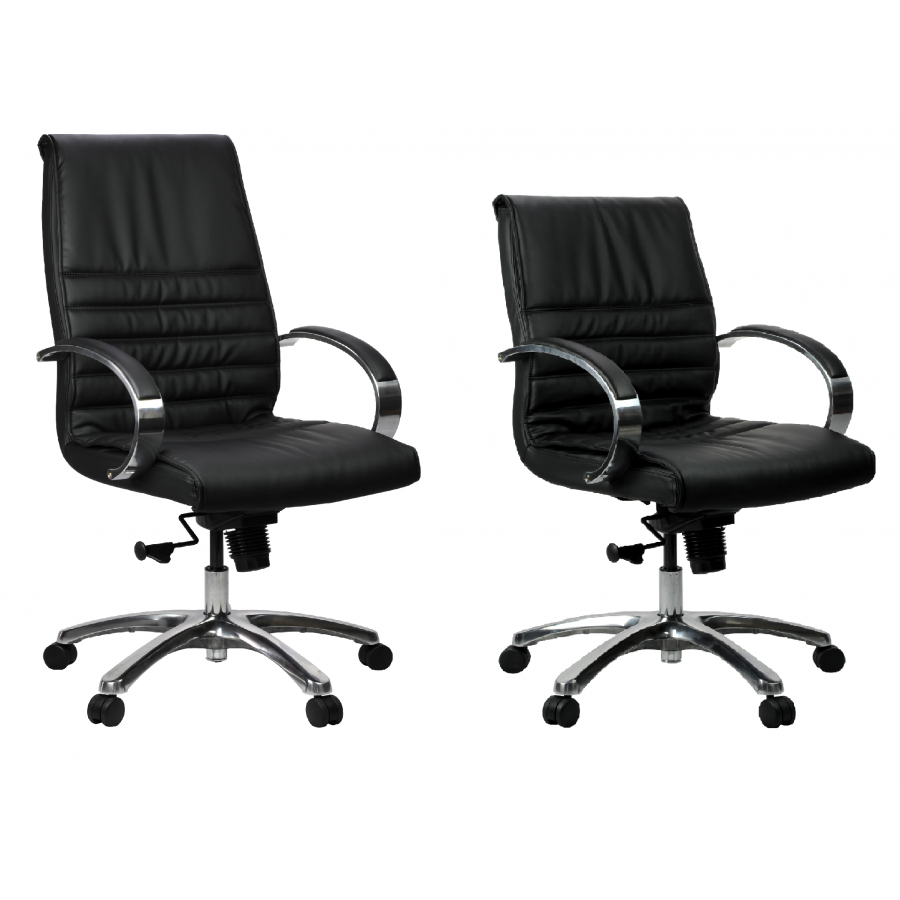 Franklin Executive Chair - Black Leather Mid/High Back