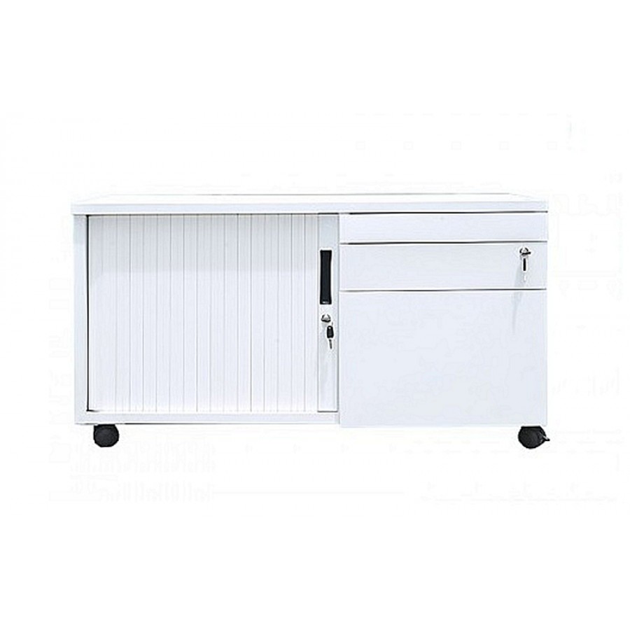 Mobile Caddy Lockable Steel Storage White