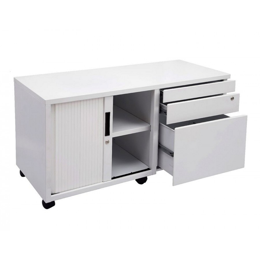 Mobile Caddy Lockable Steel Storage White