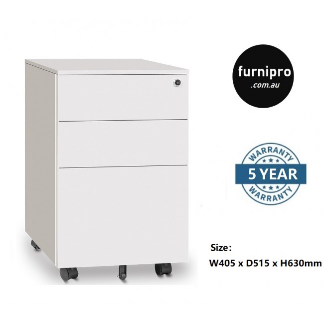 NEW Metal Mobile Pedestal White Lockable