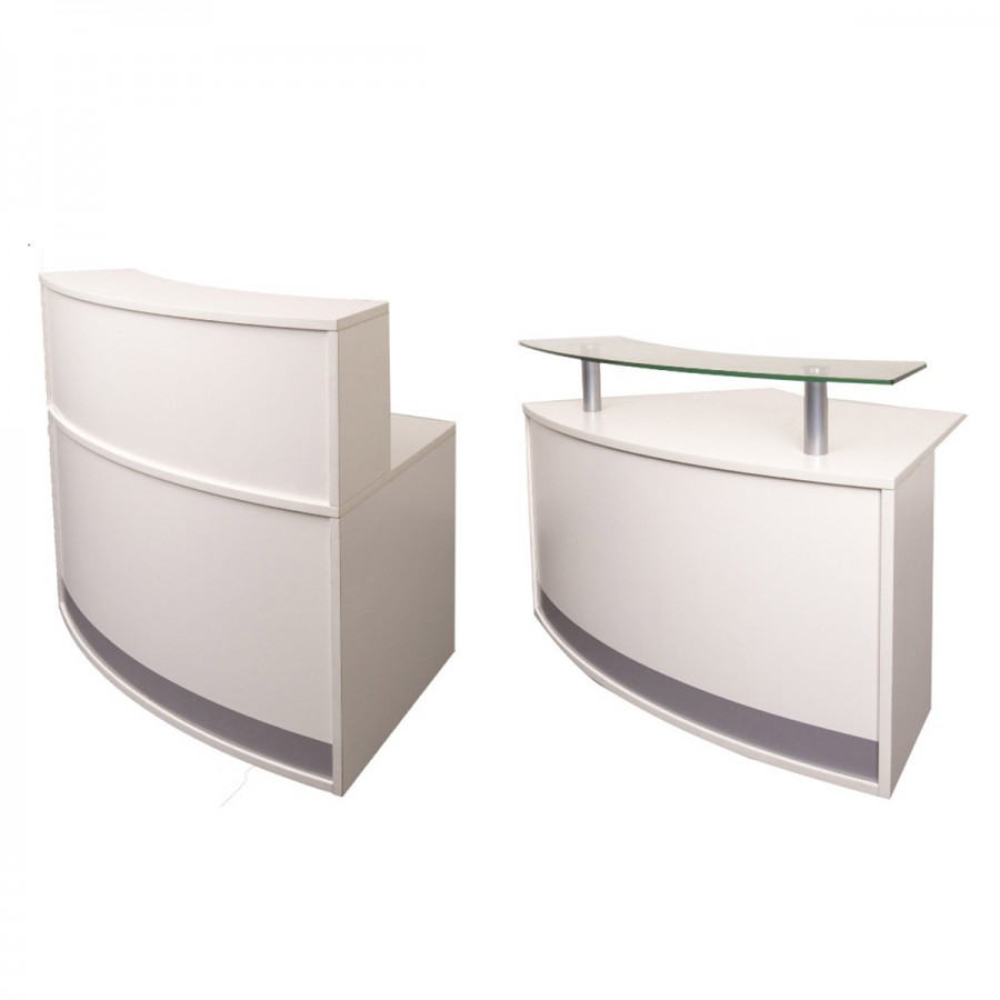Modular Office Reception Counter Modern 2 Piece Unit White
