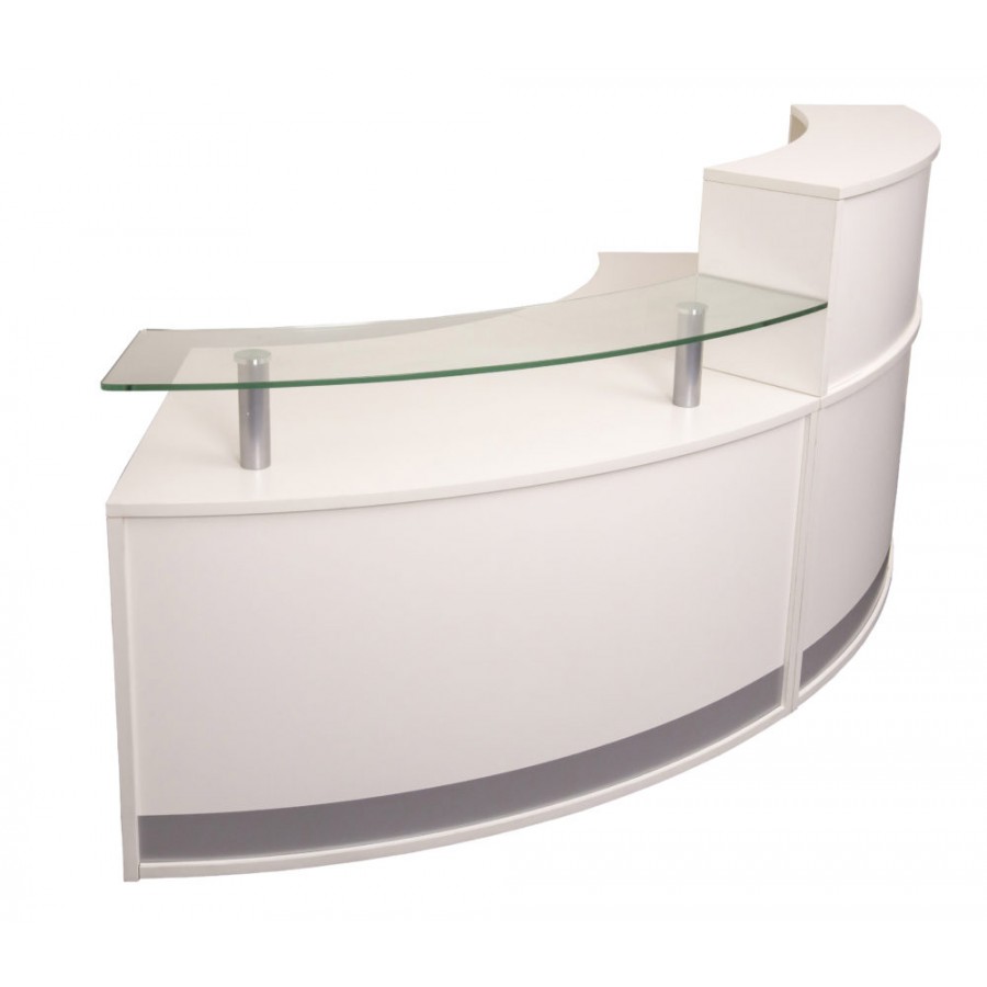 Modular Office Reception Counter Modern 2 Piece Unit White