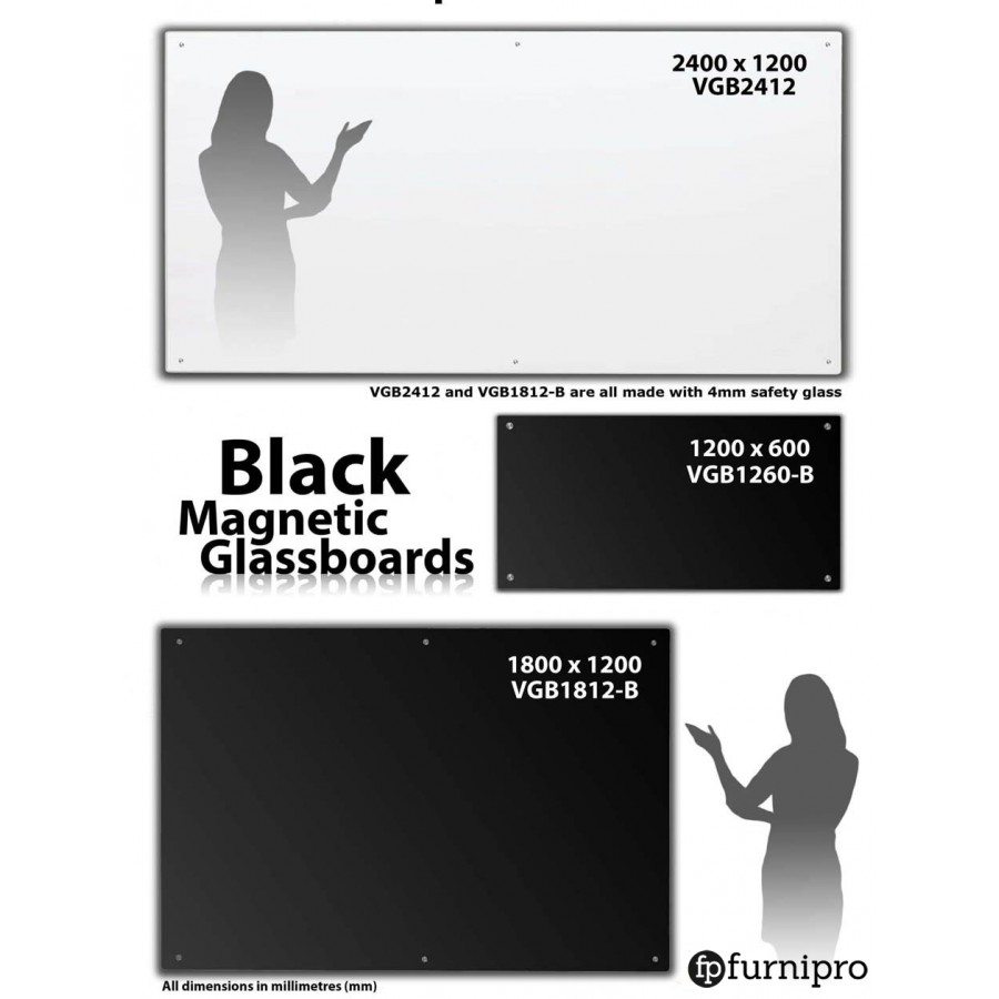 Magnetic White GlassBoards with Glass Pen Tray