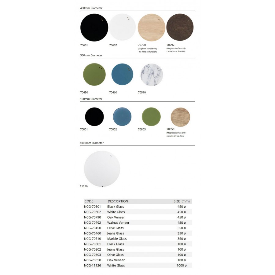 Naga Nord Magnetic Circle Glass Boards 350mm