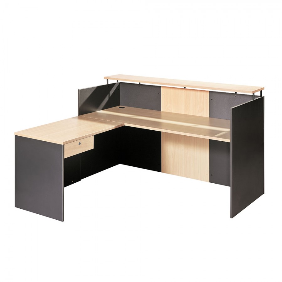 Simple OM Office Reception Counter Beech / Charcoal W1800MM
