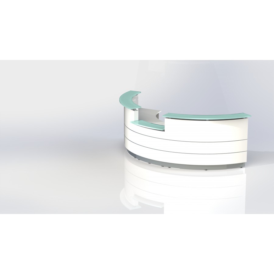 Polaris Curved Reception Counter White 920mm Lower Height 835mm
