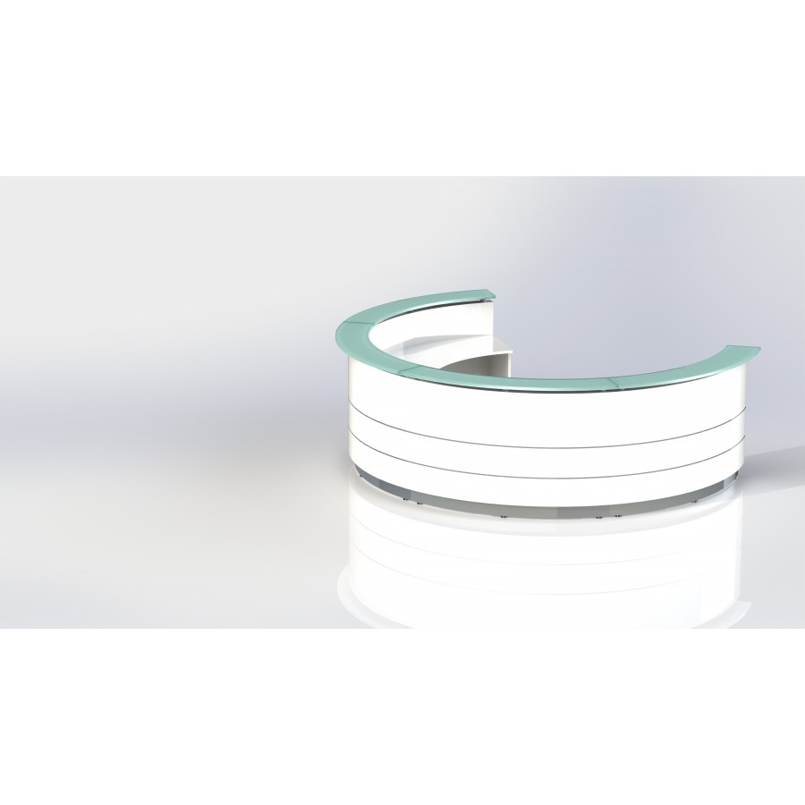 Polaris Curved Reception Counter White 920mm Lower Height 835mm