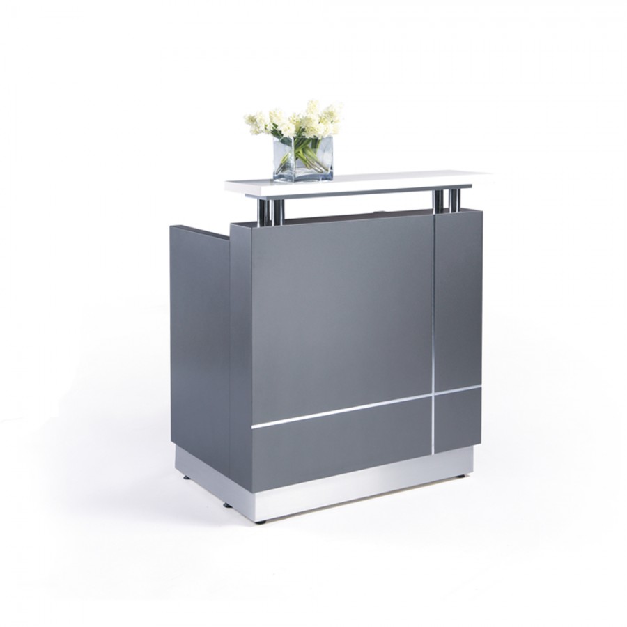 Receptionist Office Reception Counter Metallic Grey
