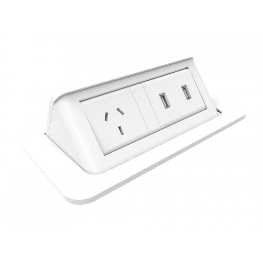 In Desk Power - 1 Rotated GPO, 2 USB Charger