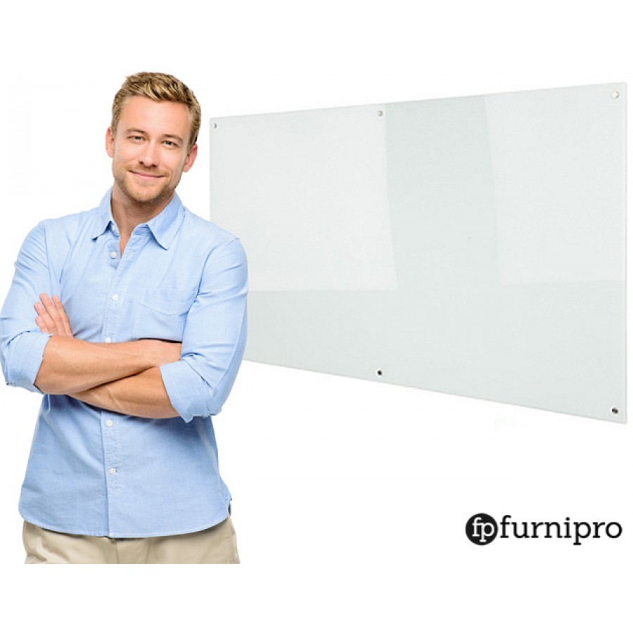 Magnetic White GlassBoards with Glass Pen Tray