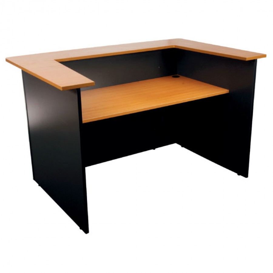 Oxley Office Reception Counter White/Ironstone Beech/Ironstone