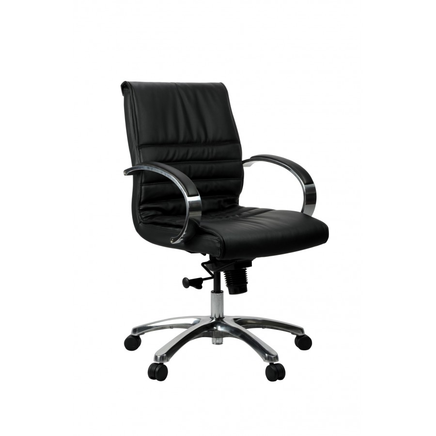 Franklin Executive Chair - Black Leather Mid/High Back