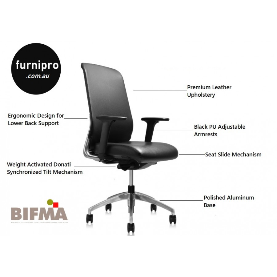 NEW Burton Slim Medium Back Executive Office Leather Chair