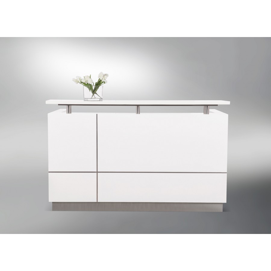 Hugo Office Reception Counter High Gloss White W1500mm
