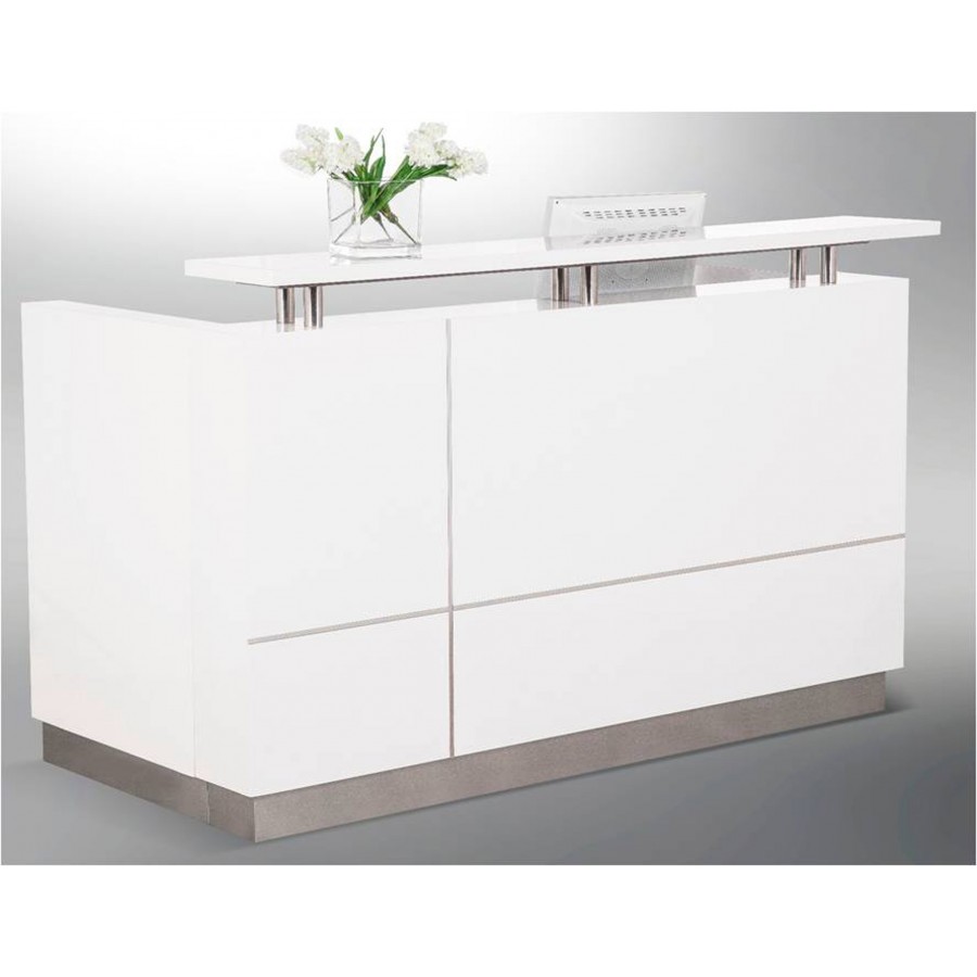 Hugo Office Reception Counter High Gloss White W1500mm