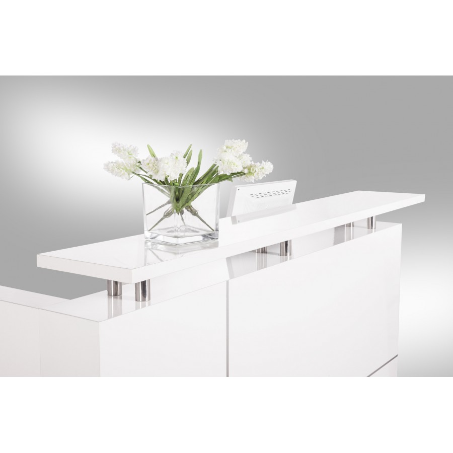 Hugo Office Reception Counter High Gloss White W1500mm