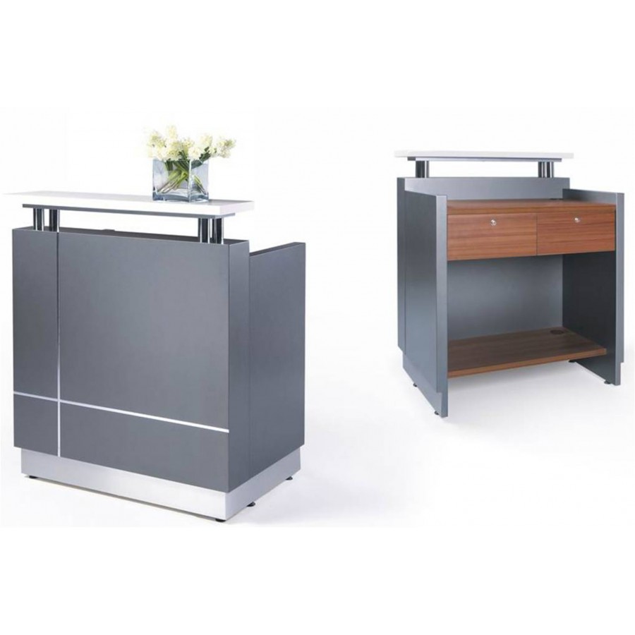 Receptionist Office Reception Counter Metallic Grey