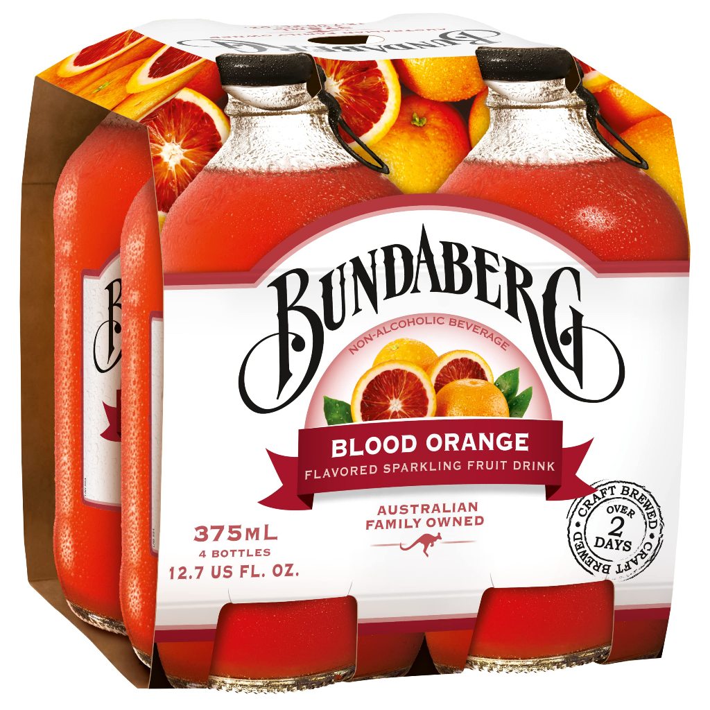 Bundaberg Blood Orange Flavored Sparkling Fruit Drink (4 x 375ml)