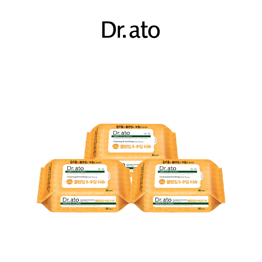 [Dr.Ato] Cleansing & Soothing Wet Tissue 20s Bundle 3 Packs