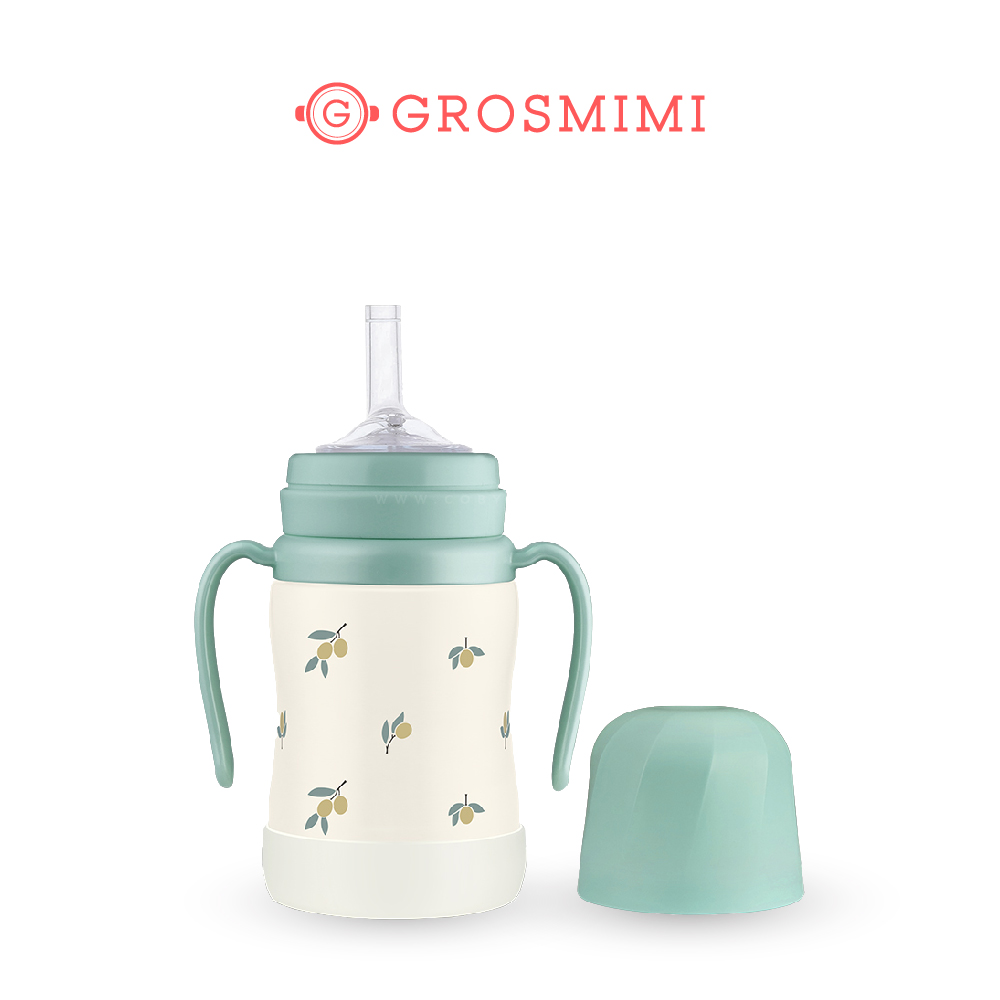 [Grosmimi] Stainless Steel Straw Cup - Olive Series