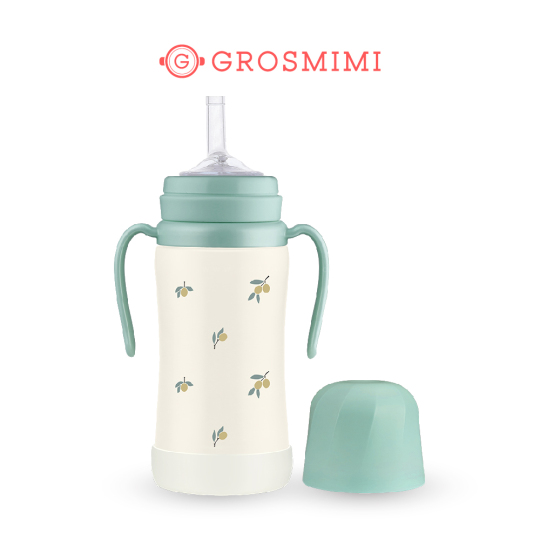 [Grosmimi] Stainless Steel Straw Cup Olive Series