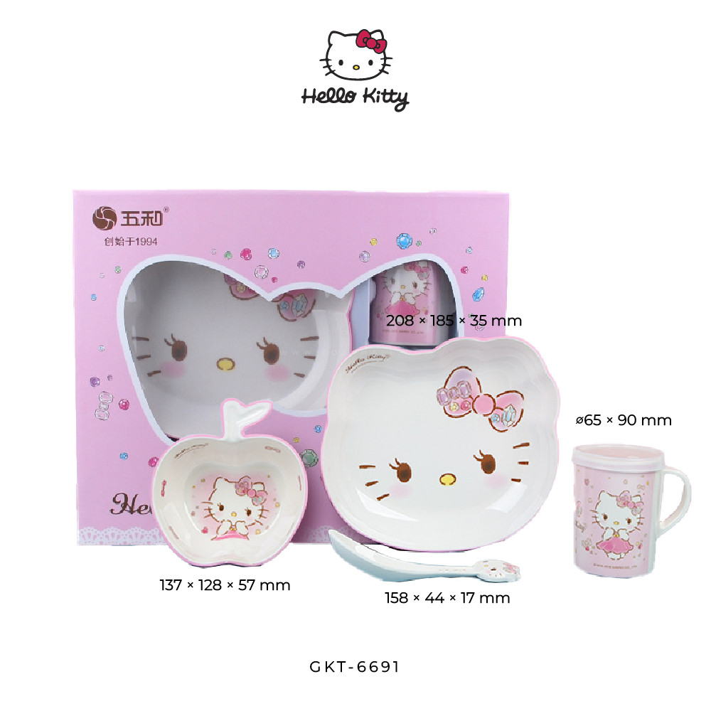 [Hello Kitty] Hello Kitty 4pcs Tableware Set (Plate,Cup,Spoon,Bowl)