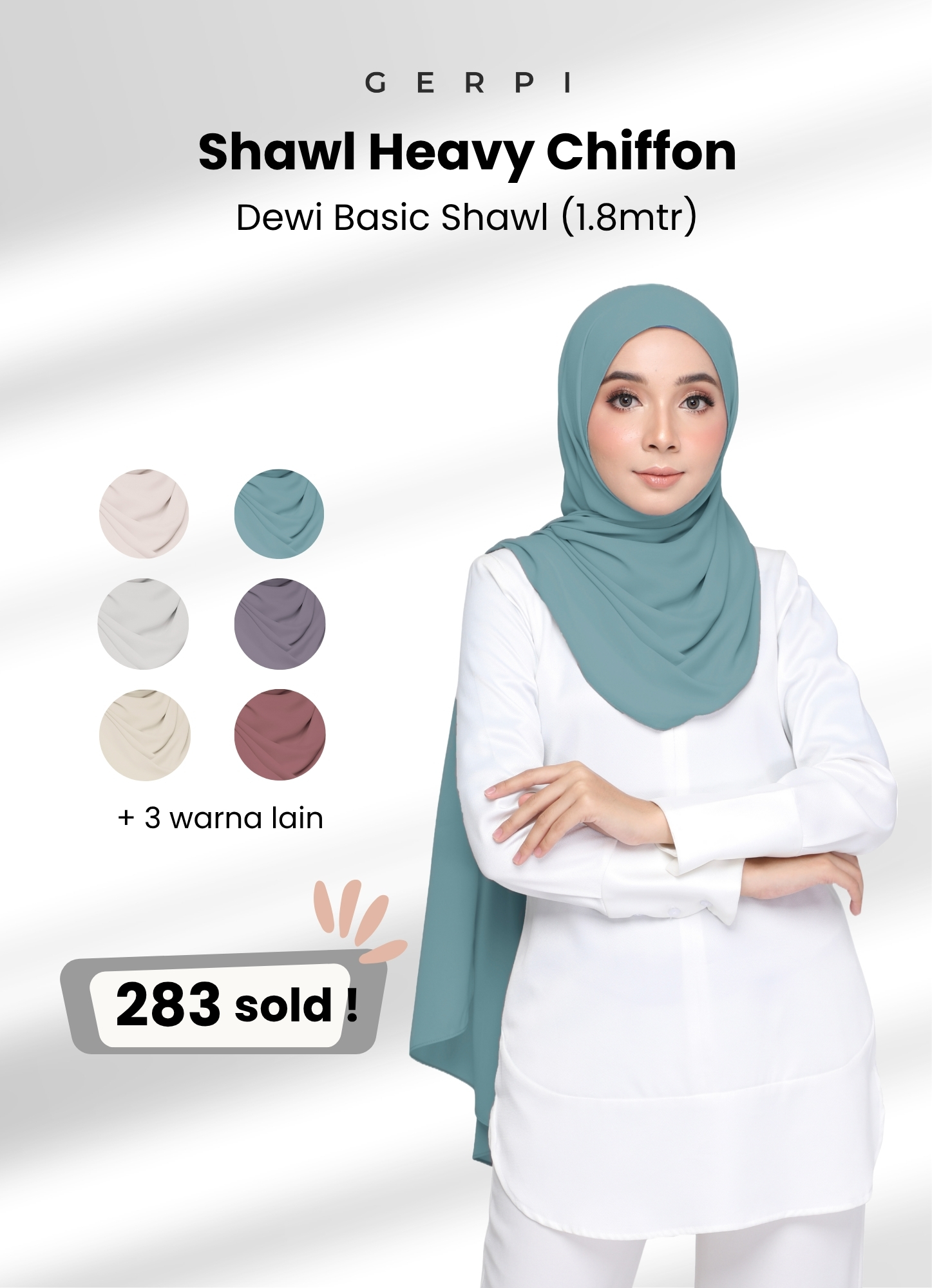 Dewi Basic Plain Heavy Chiffon (1.8m) Shawl 