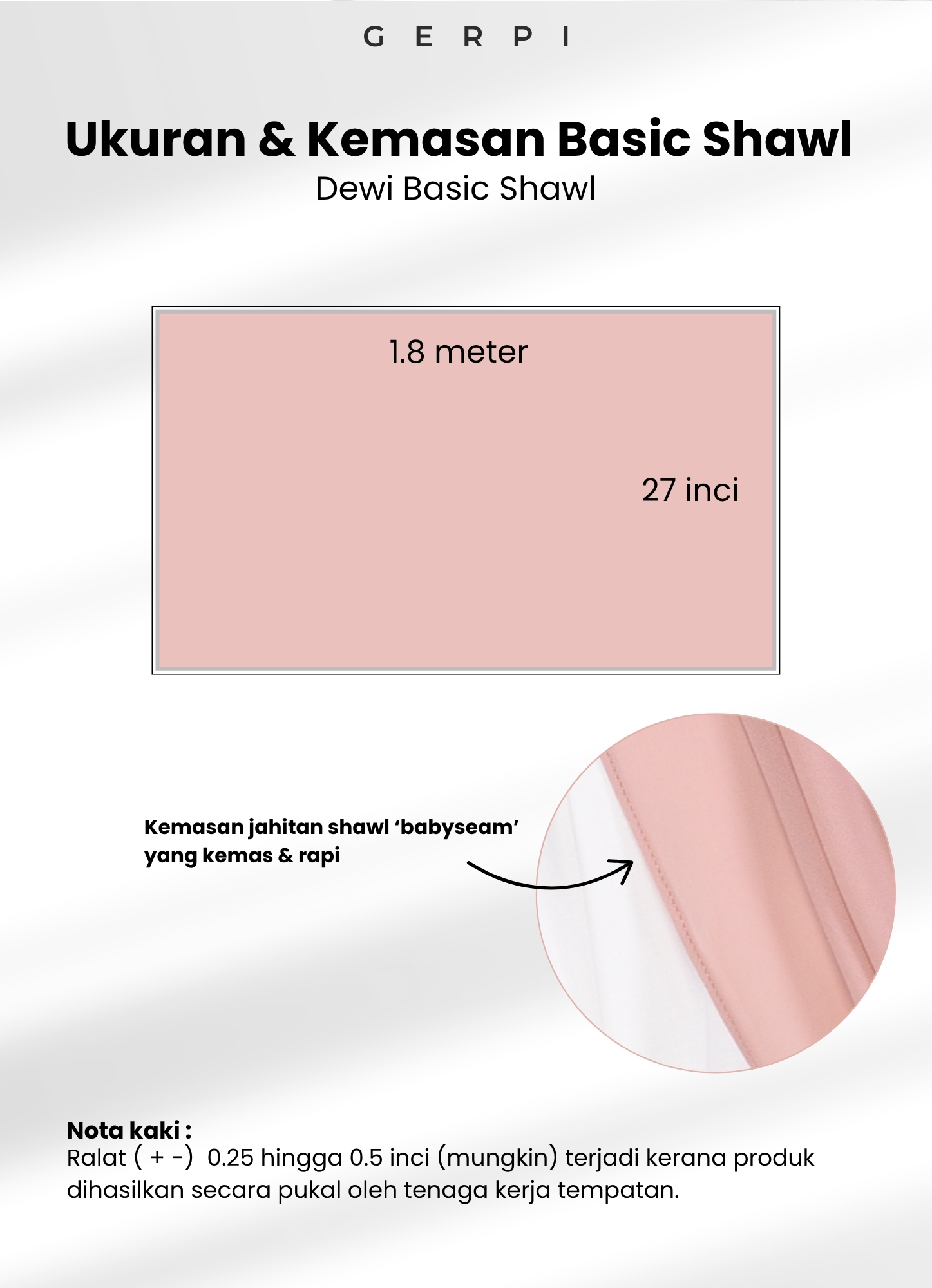 Dewi Basic Plain Heavy Chiffon (1.8m) Shawl 