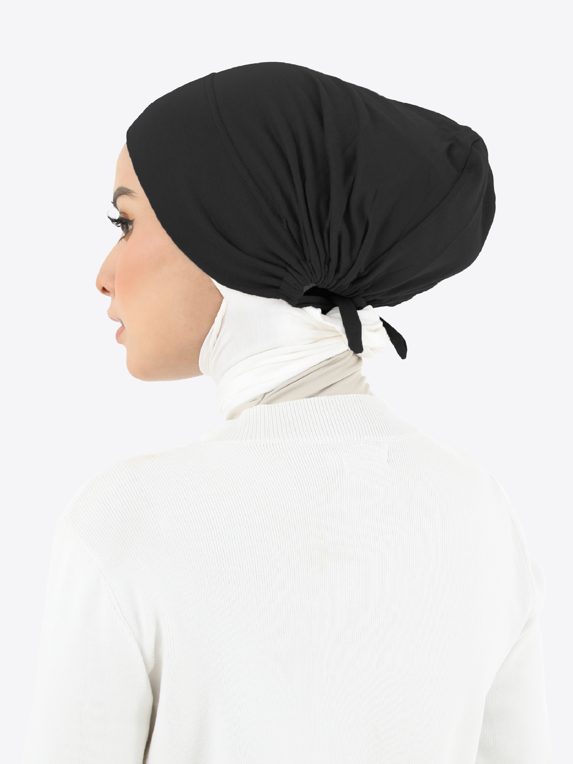 GERPI Inner Tudung Bertali Soft Lycra | Tie Back Inner in Black