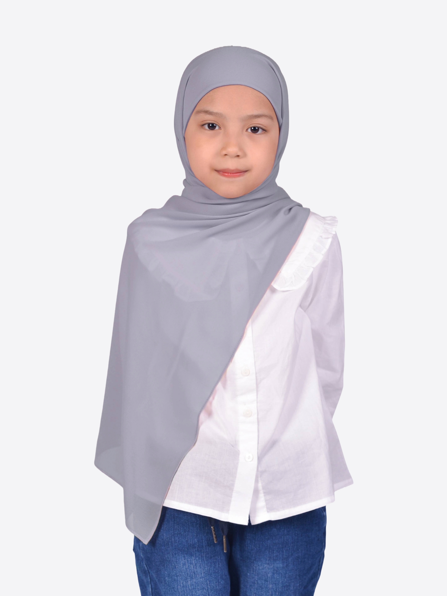 Dewi Kids Instant Shawl with Strapped Inner Coin Gray (New)