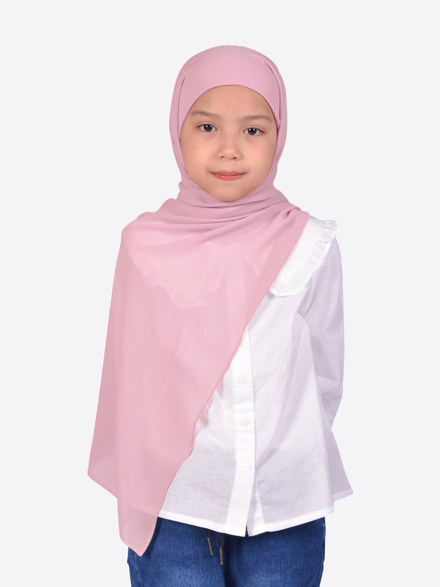Dewi Kids Instant Shawl with Strapped Inner Pale Pink (New)