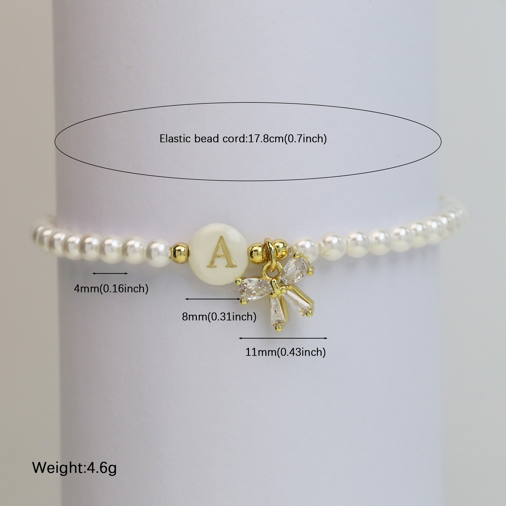 Pearl Bow  Initial Bracelets